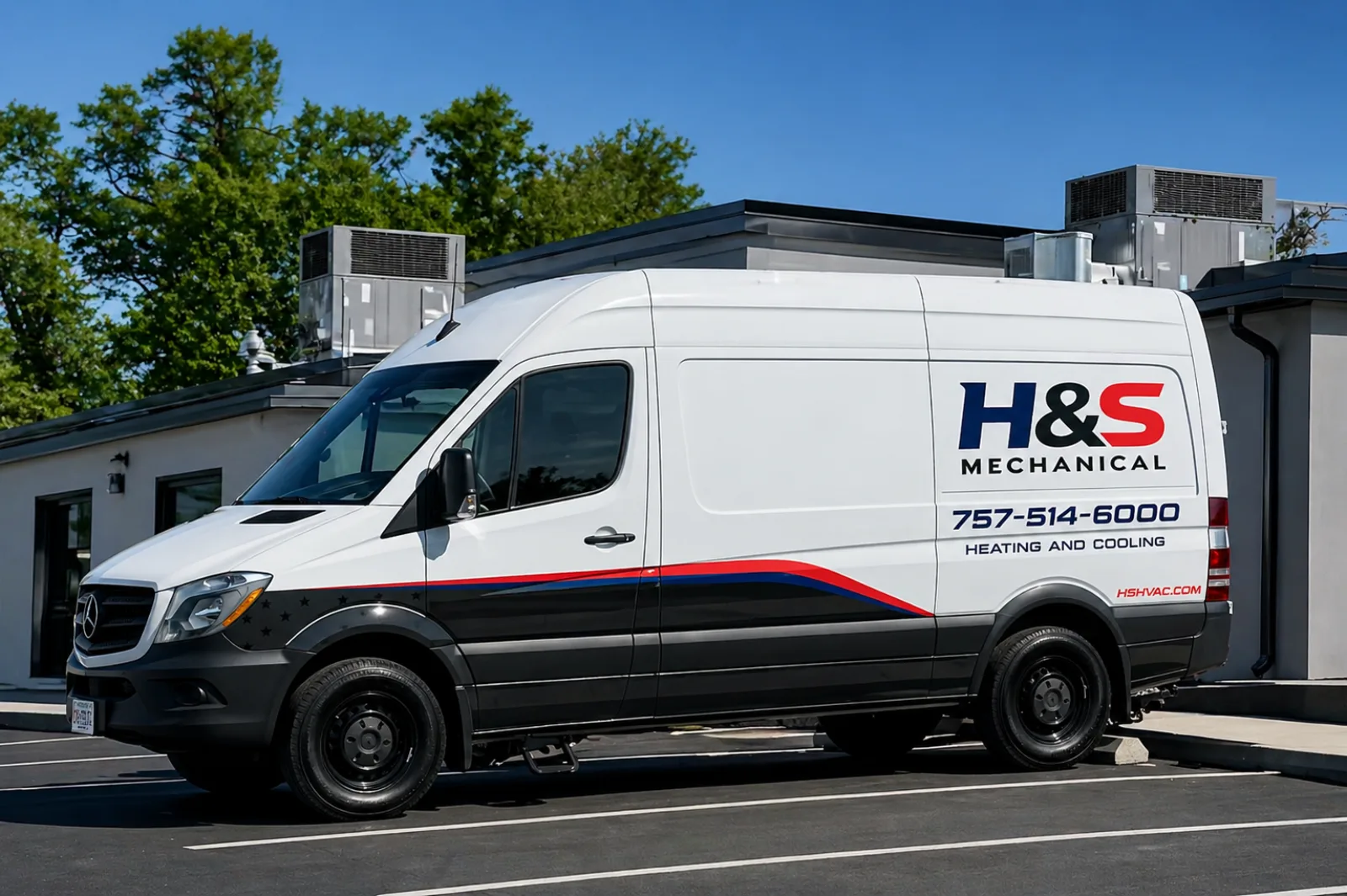H&S Mechanical HVAC service van in Suffolk, Virginia
